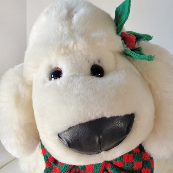 Cuddly Messengers Christmas Dog Plush Stuffed Animal 14" White Puppy Holiday - Picture 13 of 16